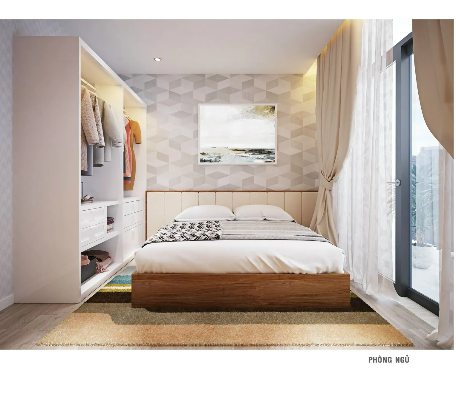 Phòng ngủ căn hộ 1 phòng ngủ Thiên Quân Marina