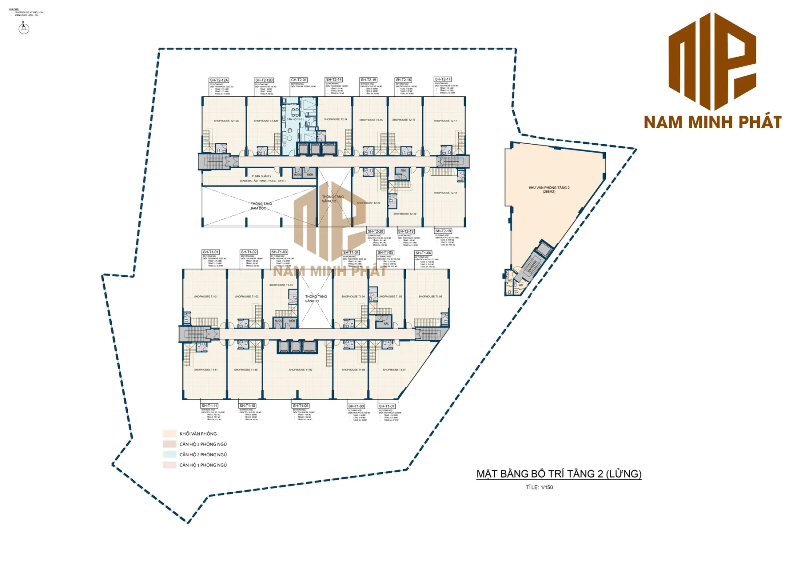Mặt bằng tầng 2 shophouse Thiên Quân Marina