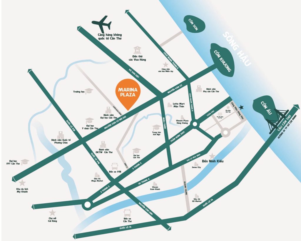 vị trí dự án chung cư thiên quân marina plaza cần thơ