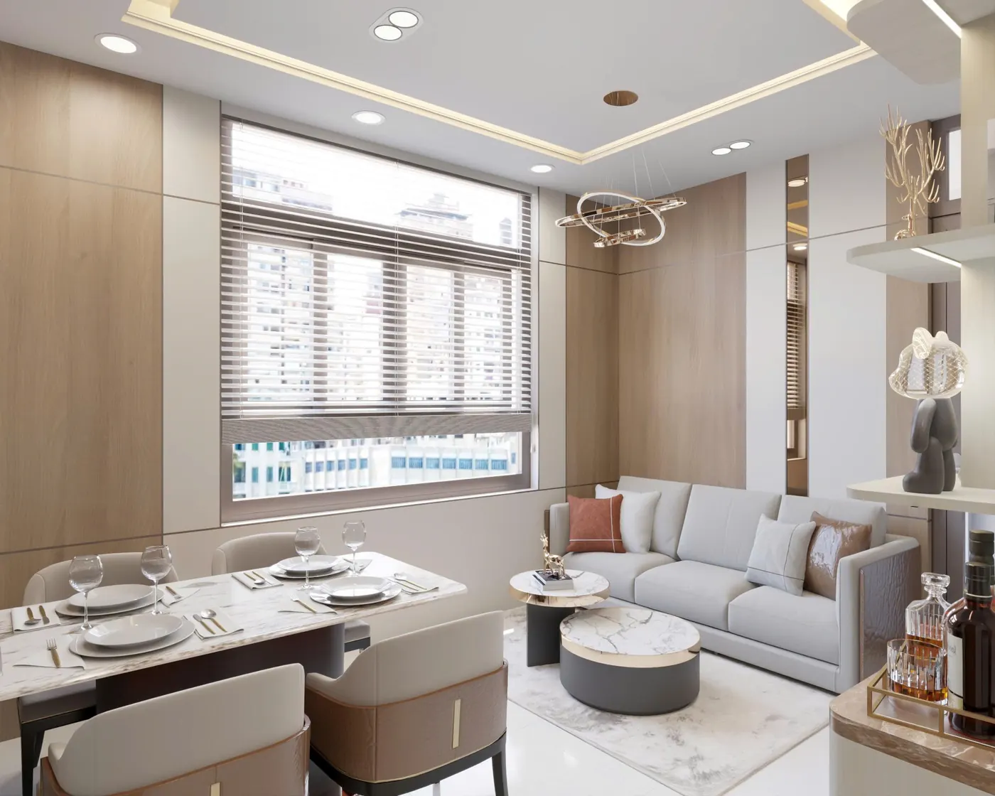 Phòng khách căn hộ mẫu Dream House theo mặt bằng 2PN