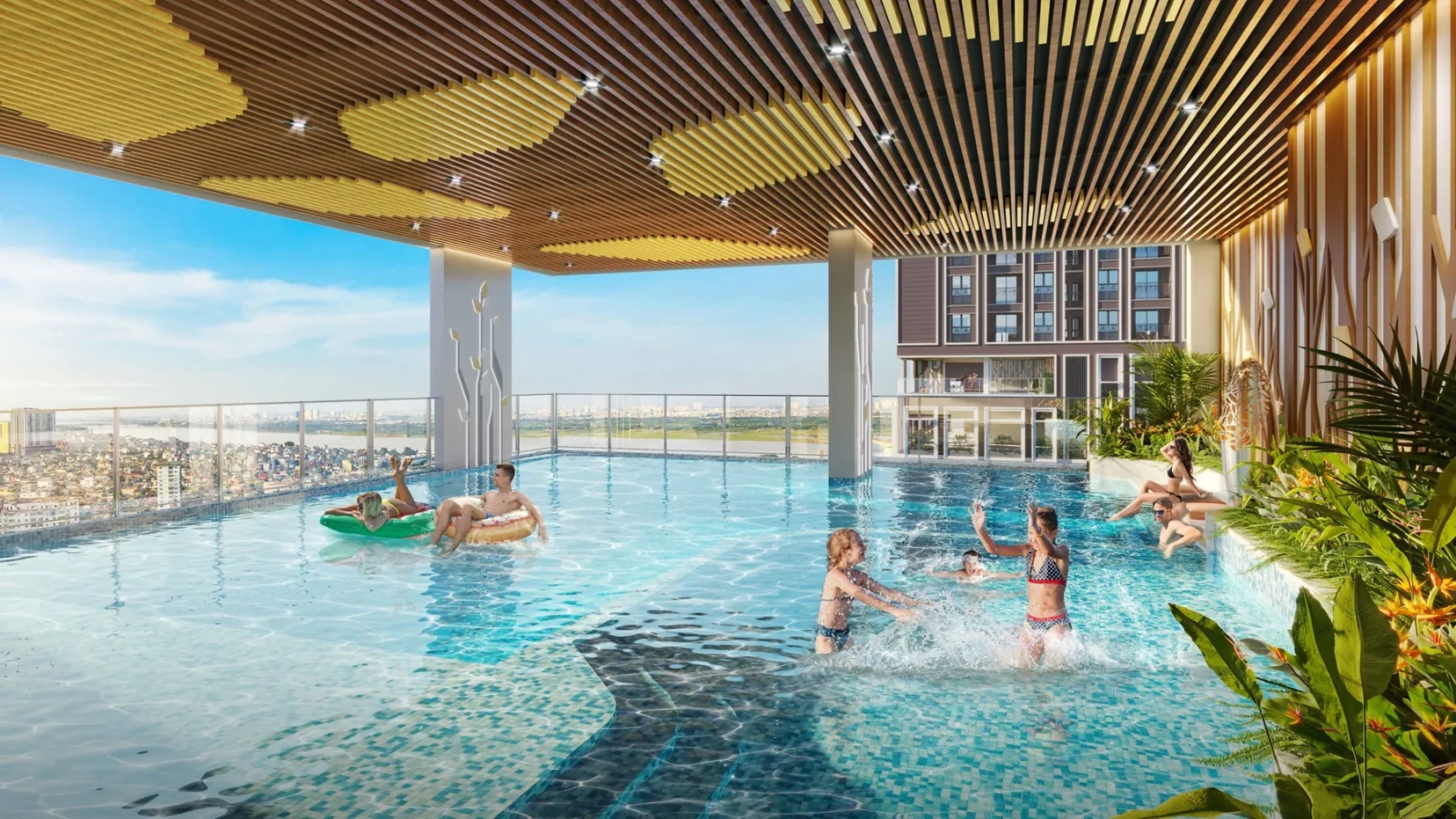 Hồ bơi vô cực Cara River Park tiện ích cho thuê