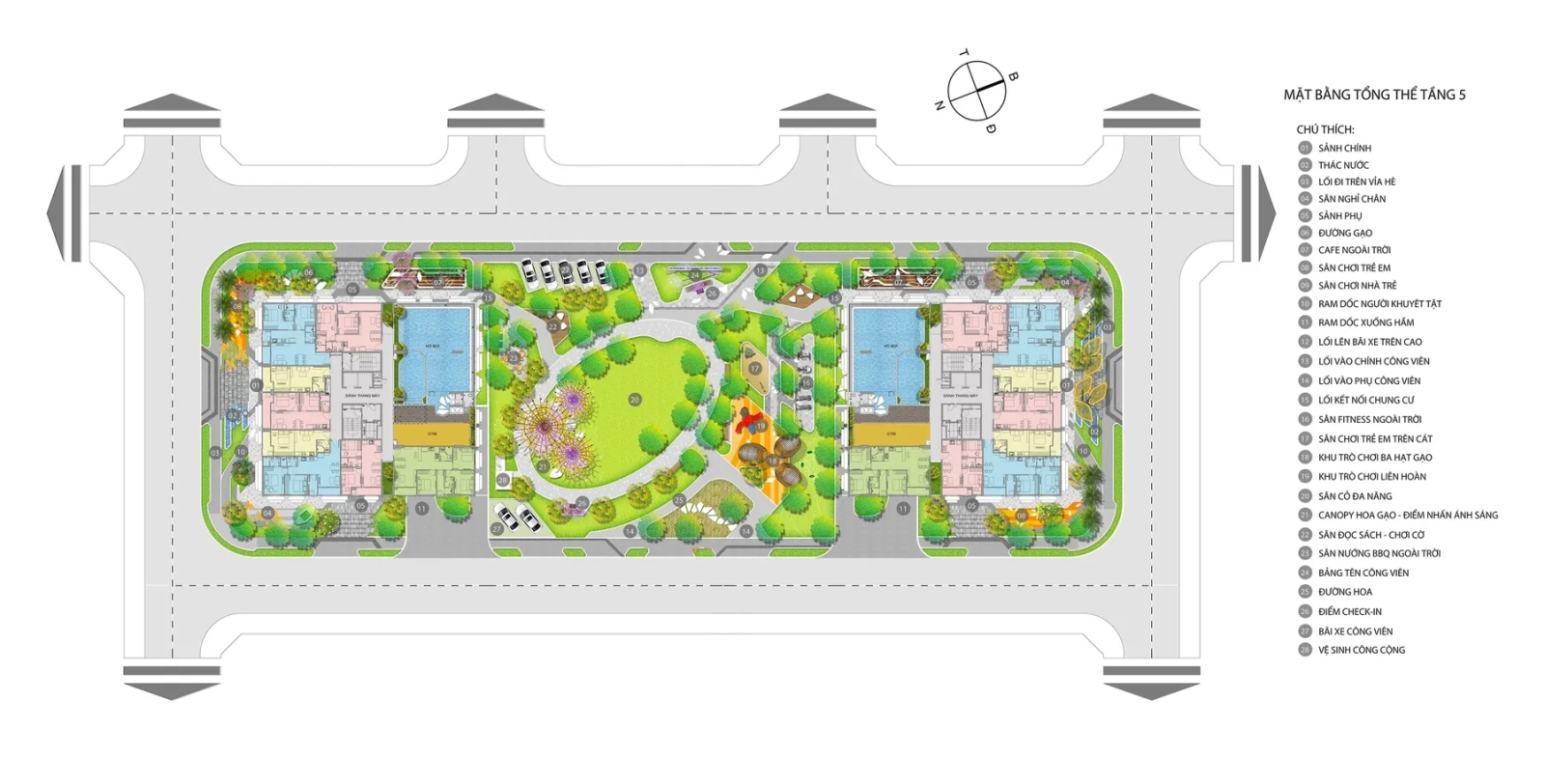 Mặt bằng tổng thể Cara River Park bốn mặt tiền
