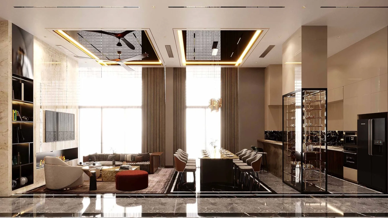 Phòng khách penthouse Cara River Park
