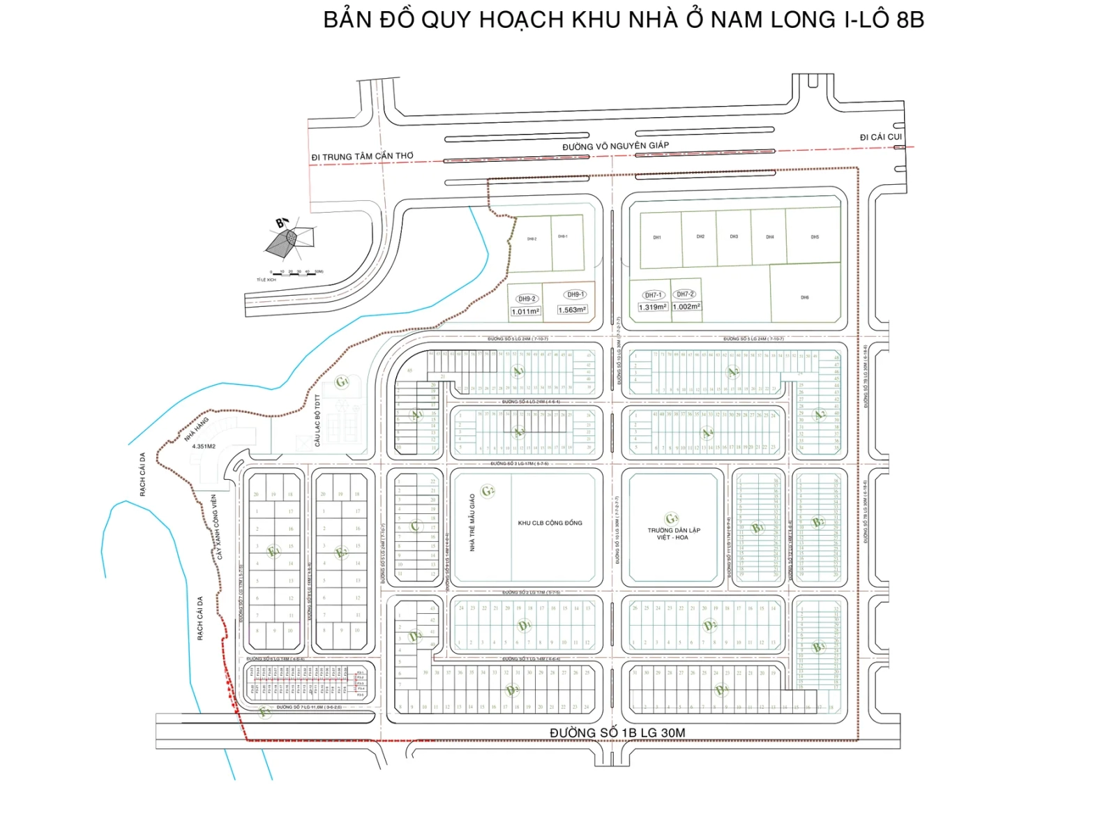 Bản đồ phân lô để chọn nền KDC Nam Long 1