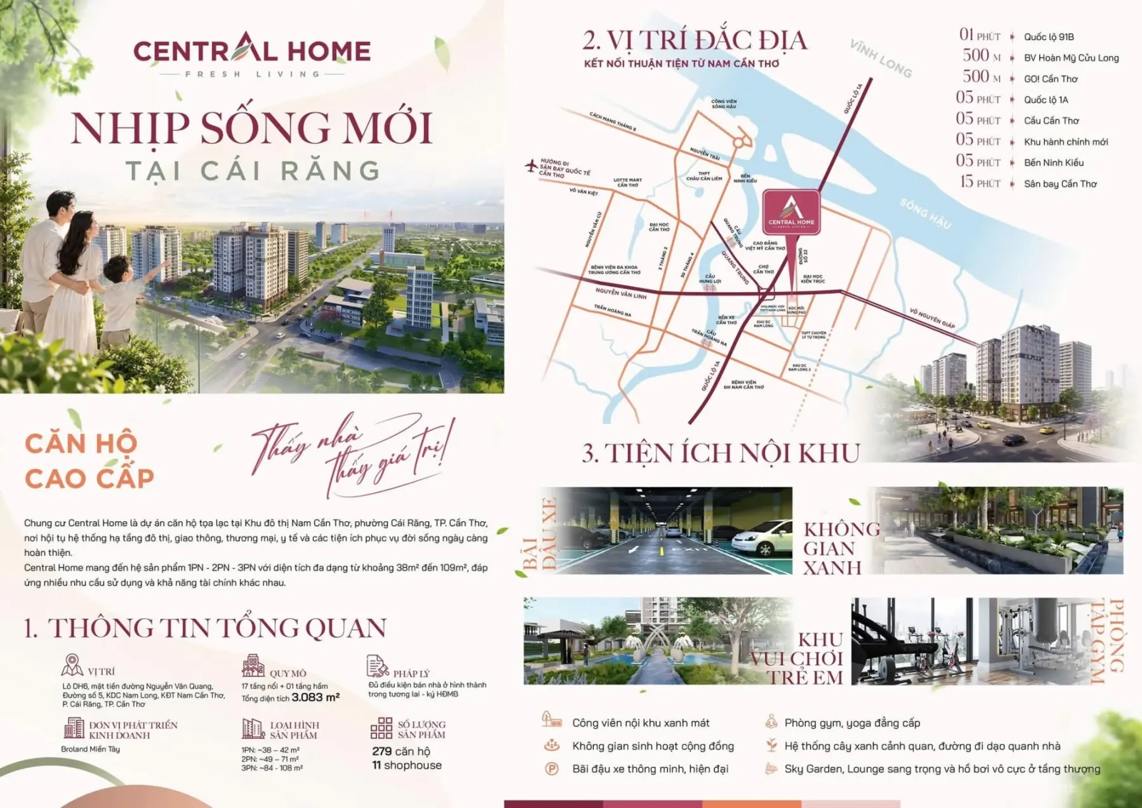 Bản đồ vị trí và tiện ích chung cư Central Home Cái Răng Cần Thơ