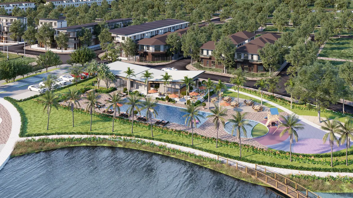 Phối cảnh clubhouse hồ bơi Nam Long II