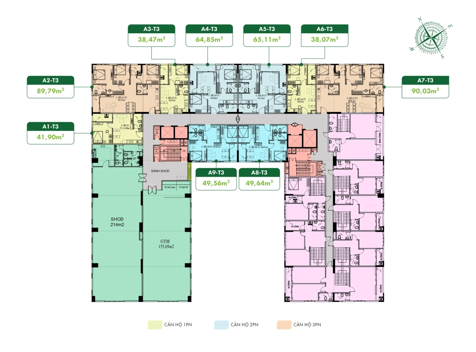 Mặt bằng tầng 3 chung cư Central Home