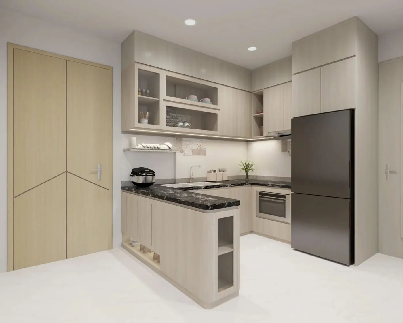 Bếp căn hộ mẫu Central Home