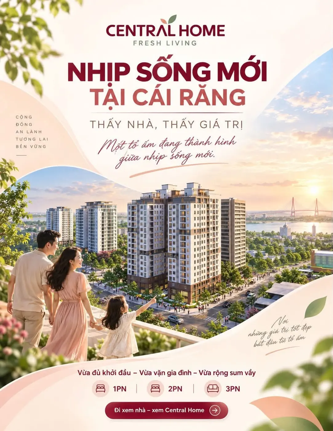 Phối cảnh Central Home Cái Răng nhìn từ trên cao