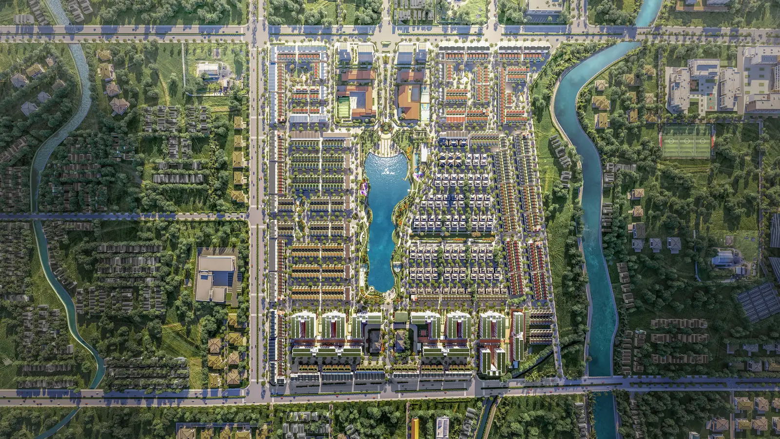 Phối cảnh trên cao Nam Long II Central Lake Cần Thơ