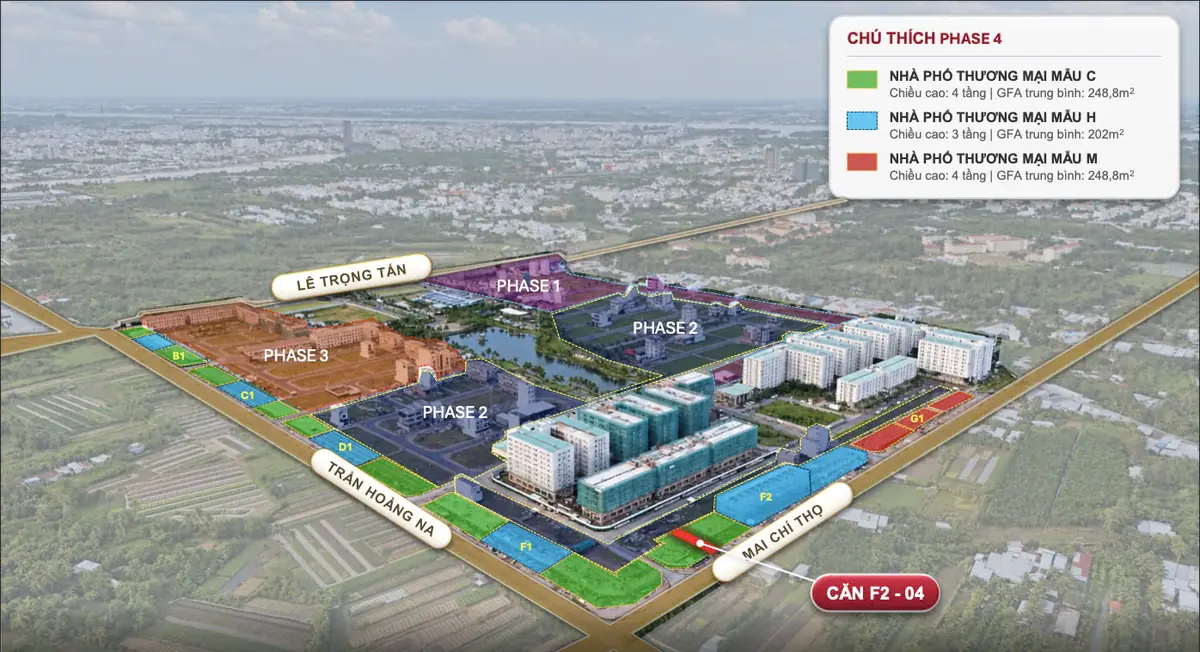 Phân khu giai đoạn 4 Nam Long II Central Lake dọc Trần Hoàng Na và Mai Chí Thọ
