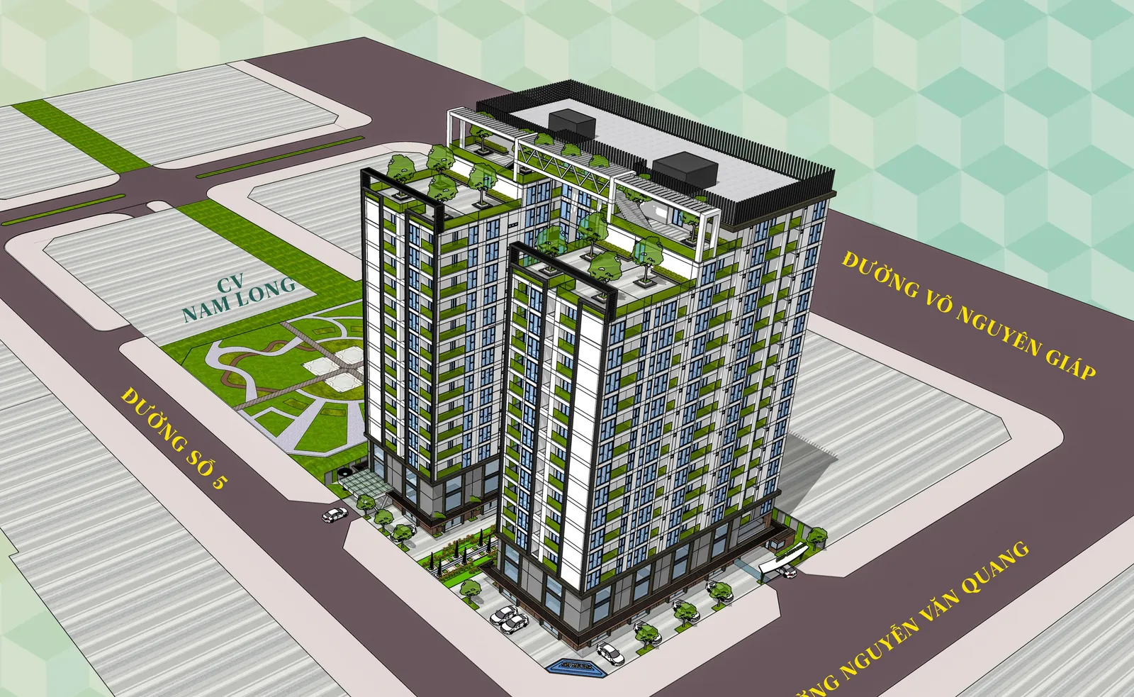Vị trí Central Home góc đường Nguyễn Văn Quang và đường số 5 cạnh công viên Nam Long