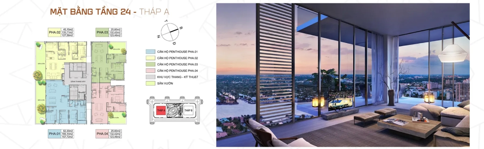 View penthouse Cara River Park tầng cao